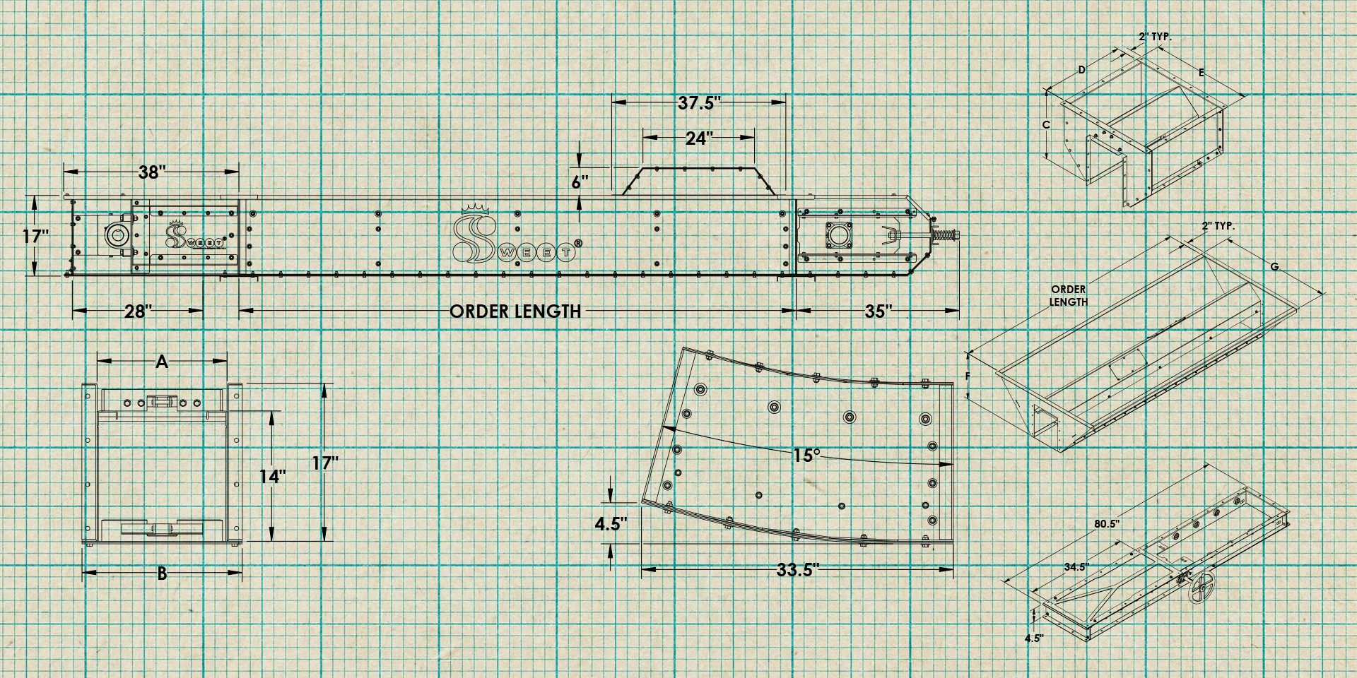 Flite-Veyor QL 17 Series Horizontal Flat Bottom Drag Conveyor Measurements